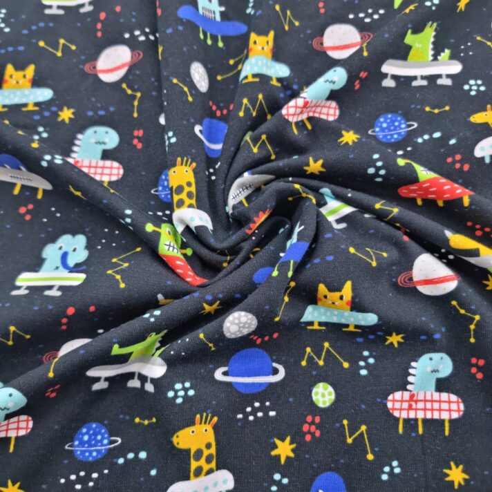 Animal Spaceships Cotton Jersey