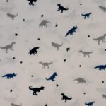 Dinosaurs, blue and grey on white