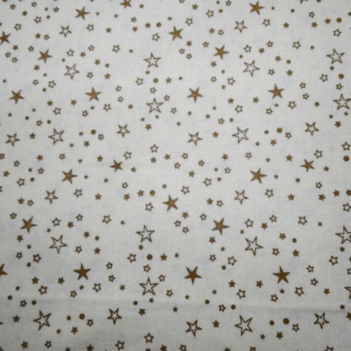 Metallic Christmas cotton print, Cream / Gold