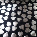 SILVER HEARTS ON BLACK