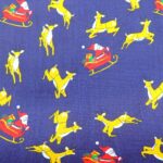 SANTA & REINDEERS ON NAVY