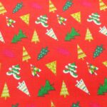 CHRISTMAS TREES ON RED