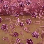 EMB CERISE ON DUSKY PINK TULLE