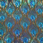 TURQUOISE & GOLD ON BLACK TULLE 122CMS