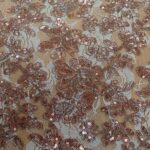 ROSE GOLD ON CREAM FLOWERED TULLE 132CMS