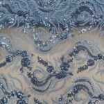 GRANITE GREY AND EMBROIDERED ON GREY TULLE 140CMS