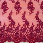 BURGUNDY ON BURGUNDY TULLE DOUBLE BORDER 127CMS
