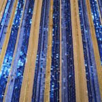 SHADES OF BLUE, NUDE AND GOLD ON IVORY TULLE 125CMS