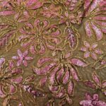 DUSKY PINK FLOWERS ON BLACK TULLE 127CMS