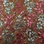 DUSKY ROSE AND SILVER ON BLACK TULLE 118CMS