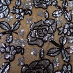 SILVER ROSES ON BLACK TULLE 118CMS