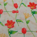 MIXED FLOWERS ON CREAM/APRICOT