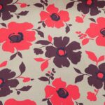 RED AND BROWN FLOWERS ON BEIGE