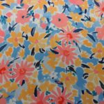 PEACH, BLUE AND YELLOW FLORAL