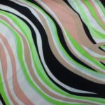 ABSTRACT GREEN AND PINK ON IVORY