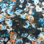 ORANGE AND TURQUOISE FLORAL ON BLACK