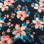 PEACH FLORALS ON BLACK (SOFT TOUCH)