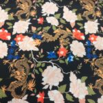 DRAGONS AND FLORAL ON BLACK