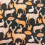 MULTI COLOURED ON DARK BROWN BACKGROUND