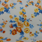 GOLDEN YELLOW AND DENIM BLUE LEAVES ON CREAM BACKGROUND