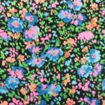 MULTI COLOURED FLOWERS ON BLACK BACKGROUND