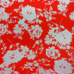 IVORY FLOWERS ON CHERRY RED BACKGROUND
