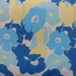 LARGE PALE BLUE AND YLEELOW ON PALE IVORY BACKGROUND