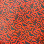 CROWS AND BATS ON BURNT ORANGE BACKGROUND