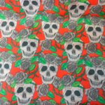 LARGE SUGAR SKULLS ON RED BACKGROUND