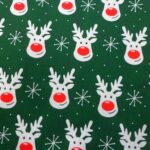 SMILING REINDEERS ON GREEN BACKGROUND